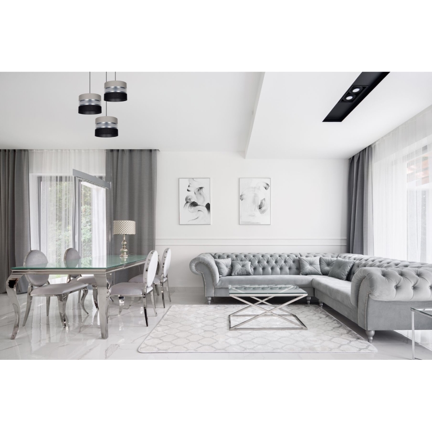 Luster na sajli CORAL 3xE27/60W/230V crno/sivo/mat krom pr. 45 cm