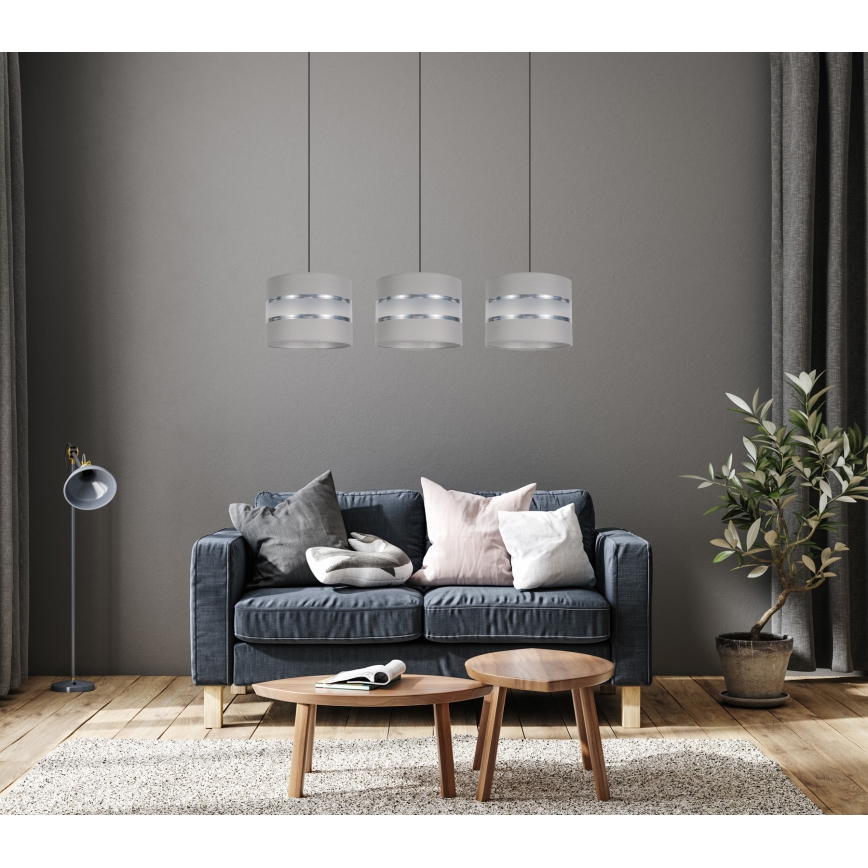 Luster na sajli CORAL 3xE27/60W/230V sivo