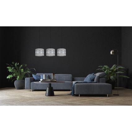 Luster na sajli CORAL 3xE27/60W/230V sivo