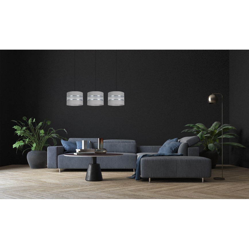 Luster na sajli CORAL 3xE27/60W/230V sivo