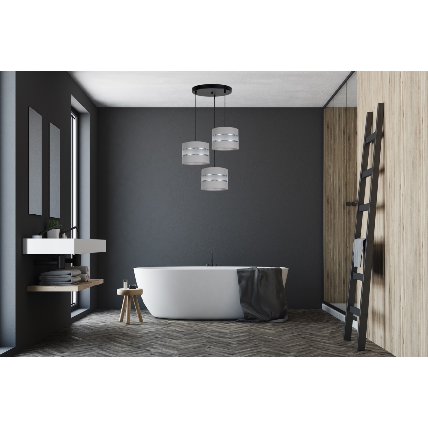Luster na sajli CORAL 3xE27/60W/230V sivo