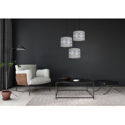 Luster na sajli CORAL 3xE27/60W/230V sivo