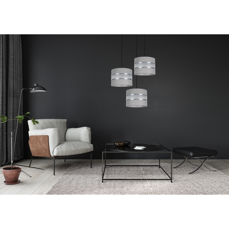 Luster na sajli CORAL 3xE27/60W/230V sivo