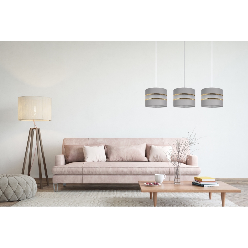 Luster na sajli CORAL 3xE27/60W/230V sivo