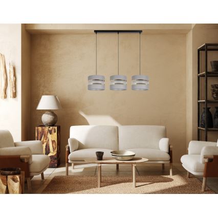 Luster na sajli CORAL 3xE27/60W/230V sivo