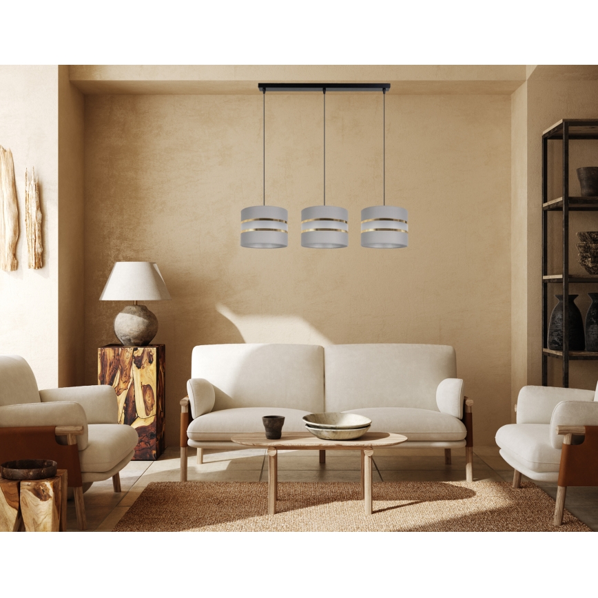 Luster na sajli CORAL 3xE27/60W/230V sivo