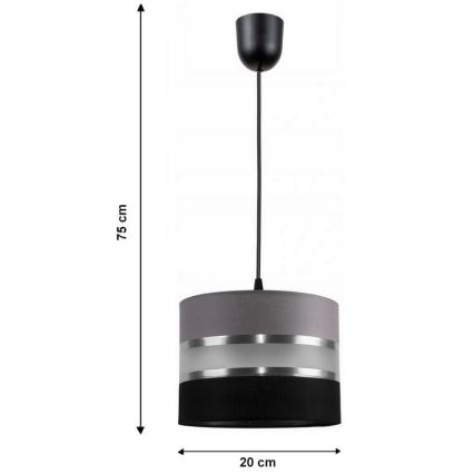 Luster na sajli CORAL S 1xE27/60W/230V crno-siva
