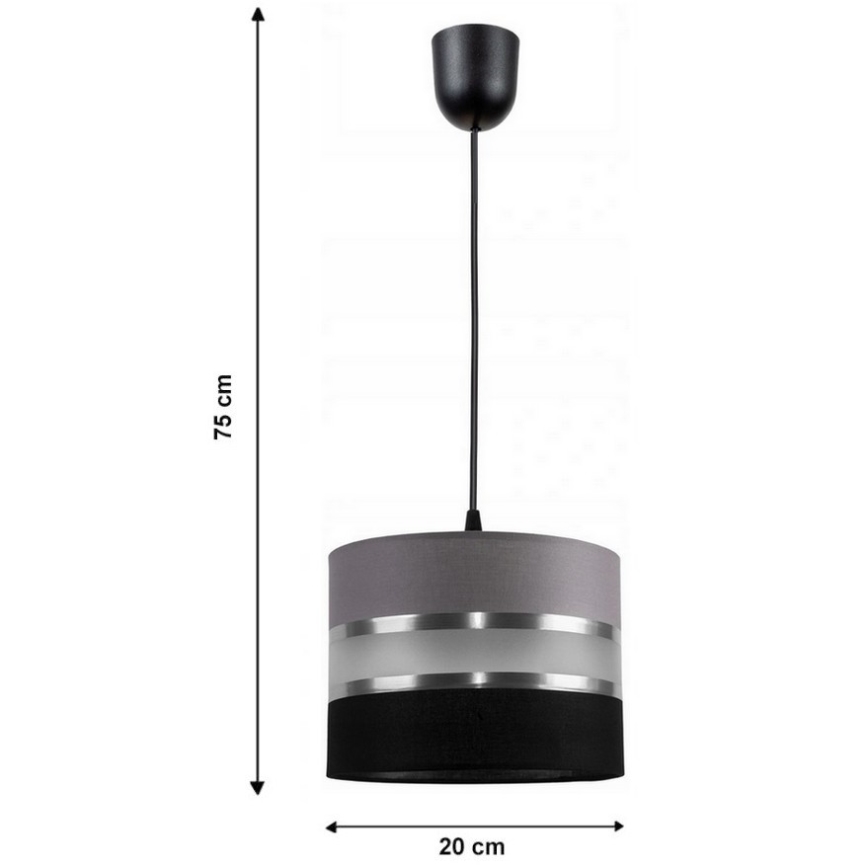 Luster na sajli CORAL S 1xE27/60W/230V crno-siva
