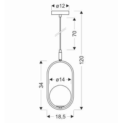Luster na sajli CORDEL 1xG9/28W/230V mesing/dimno bež