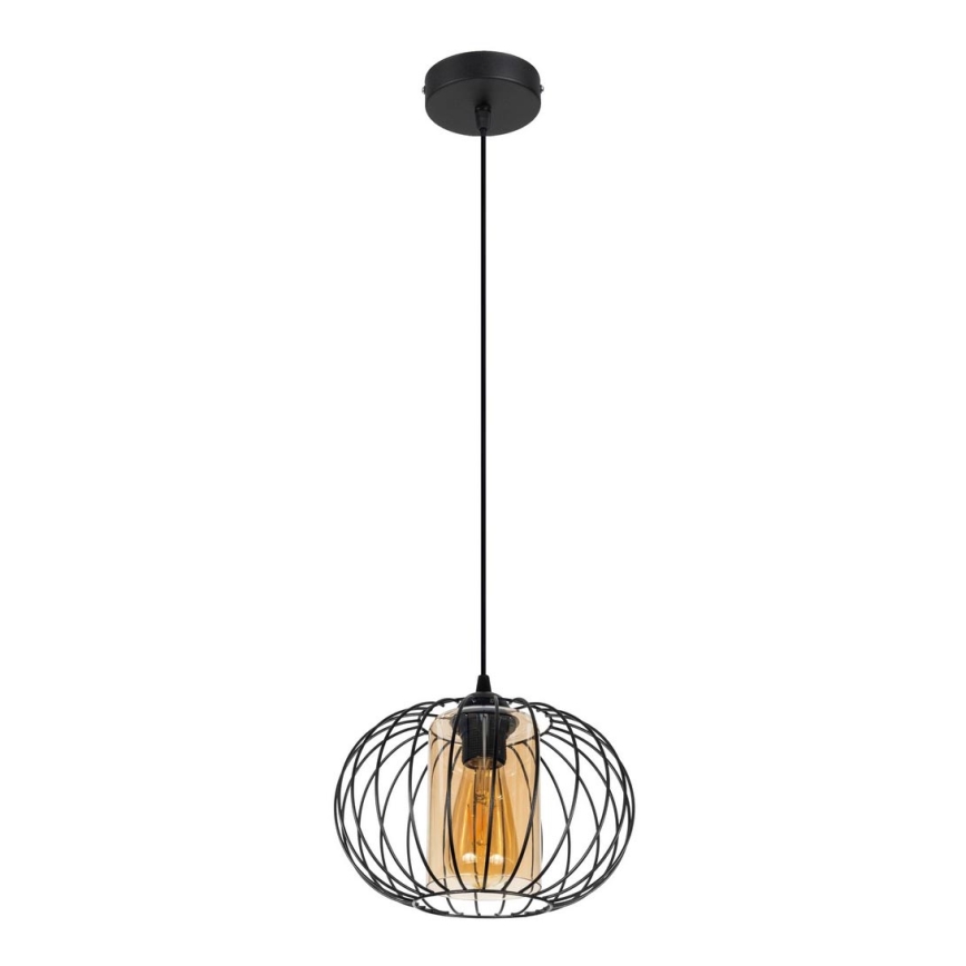 Luster na sajli CORRINI 1xE27/60W/230V pr. 25 cm crno/bež