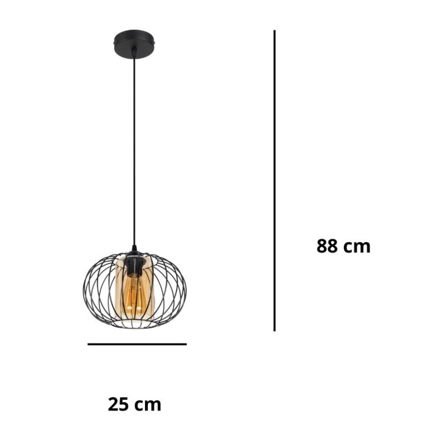 Luster na sajli CORRINI 1xE27/60W/230V pr. 25 cm crno/bež