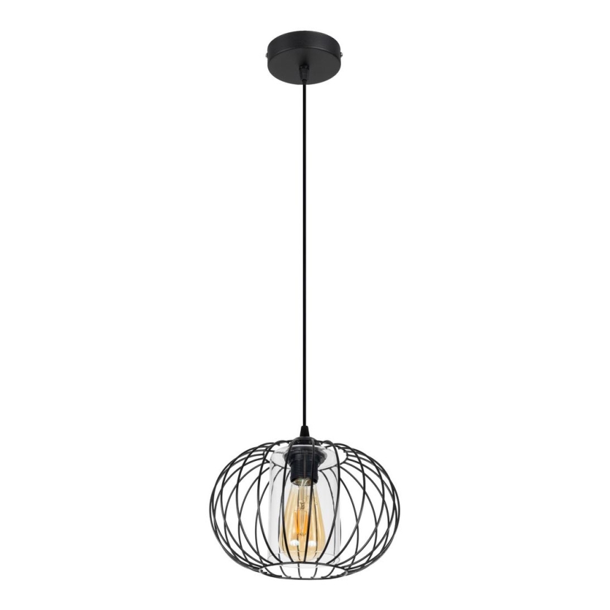 Luster na sajli CORRINI 1xE27/60W/230V pr. 25 cm crno/prozirna