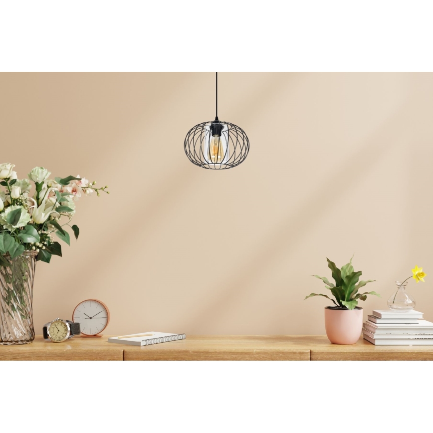 Luster na sajli CORRINI 1xE27/60W/230V pr. 25 cm crno/prozirna
