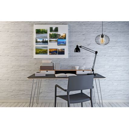 Luster na sajli CORRINI 1xE27/60W/230V pr. 25 cm crno/prozirna