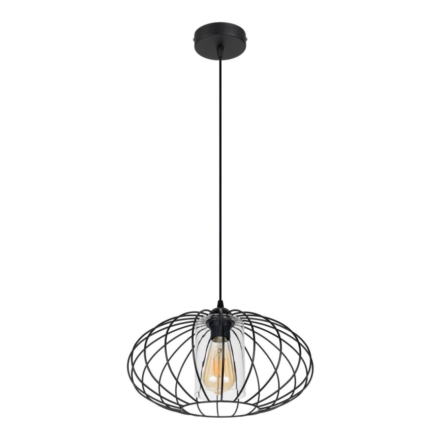 Luster na sajli CORRINI 1xE27/60W/230V pr. 34 cm crno/prozirna