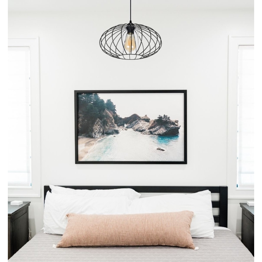 Luster na sajli CORRINI 1xE27/60W/230V pr. 34 cm crno/prozirna