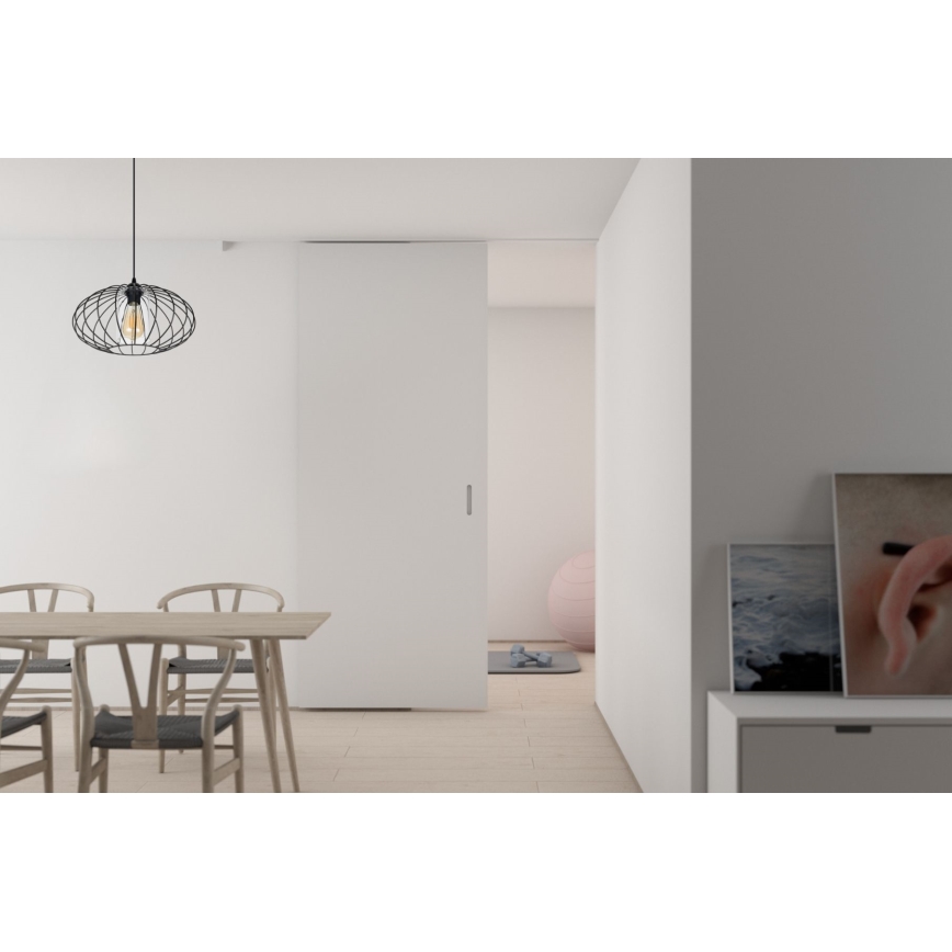 Luster na sajli CORRINI 1xE27/60W/230V pr. 34 cm crno/prozirna