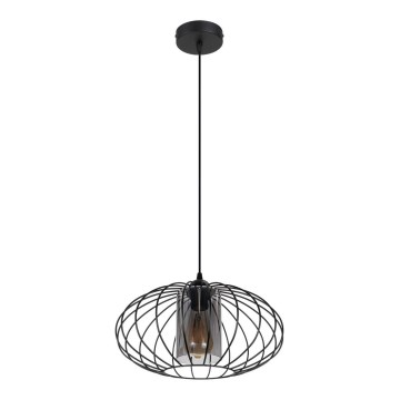 Luster na sajli CORRINI 1xE27/60W/230V pr. 34 cm crno/sivo