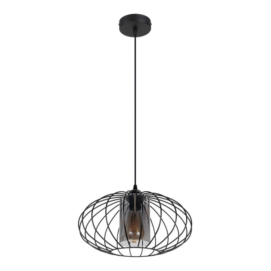 Luster na sajli CORRINI 1xE27/60W/230V pr. 34 cm crno/sivo