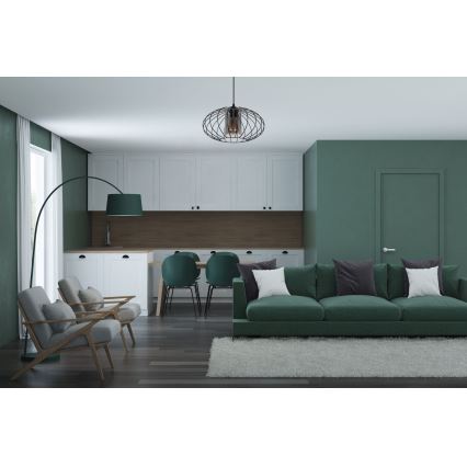 Luster na sajli CORRINI 1xE27/60W/230V pr. 34 cm crno/sivo