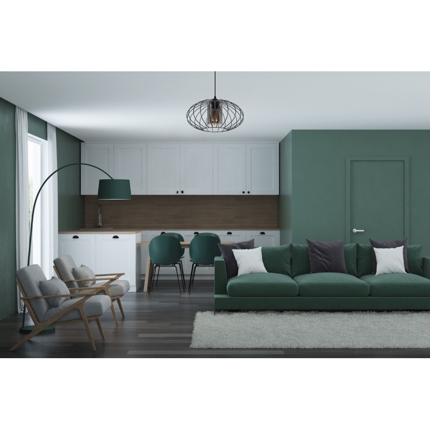 Luster na sajli CORRINI 1xE27/60W/230V pr. 34 cm crno/sivo