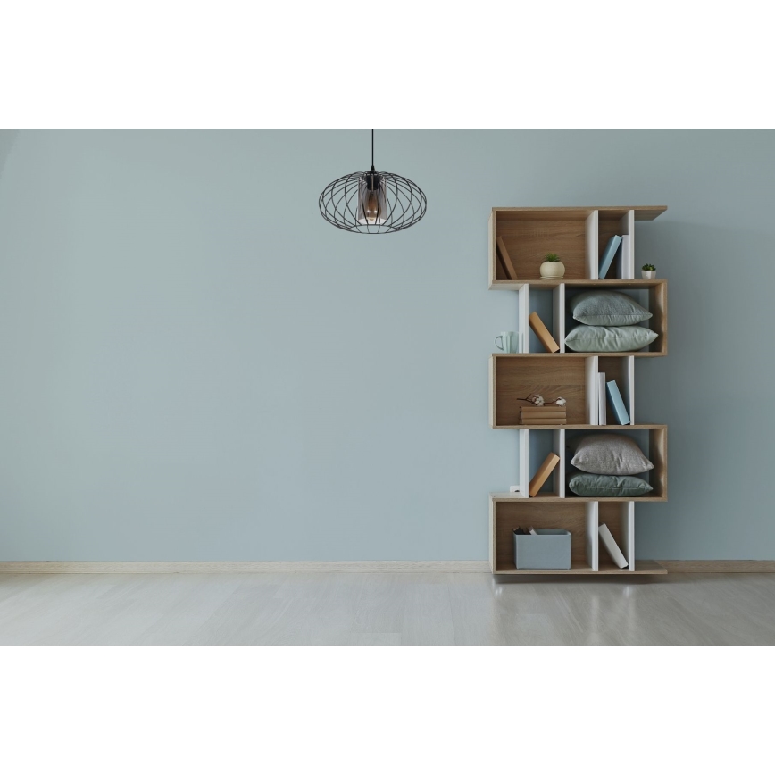 Luster na sajli CORRINI 1xE27/60W/230V pr. 34 cm crno/sivo