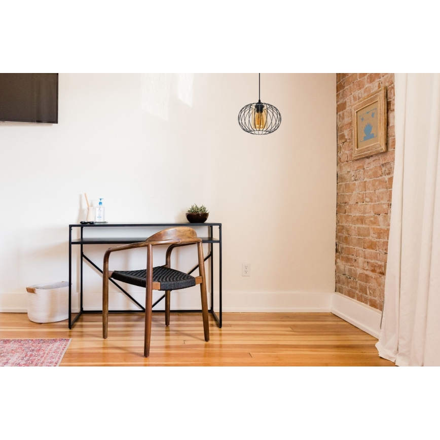 Luster na sajli CORRINI 1xE27/60W/230V Ø 25 cm crna/bež