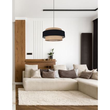 Luster na sajli CORSA 1xE27/60W/230V crno/bež