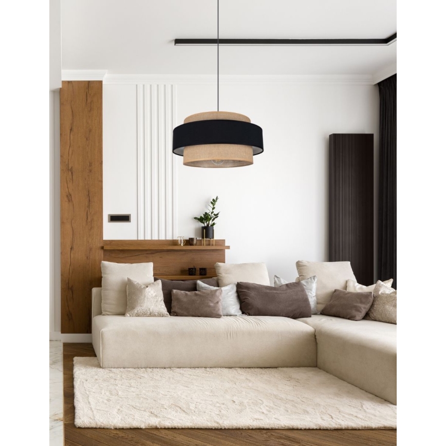Luster na sajli CORSA 1xE27/60W/230V crno/bež
