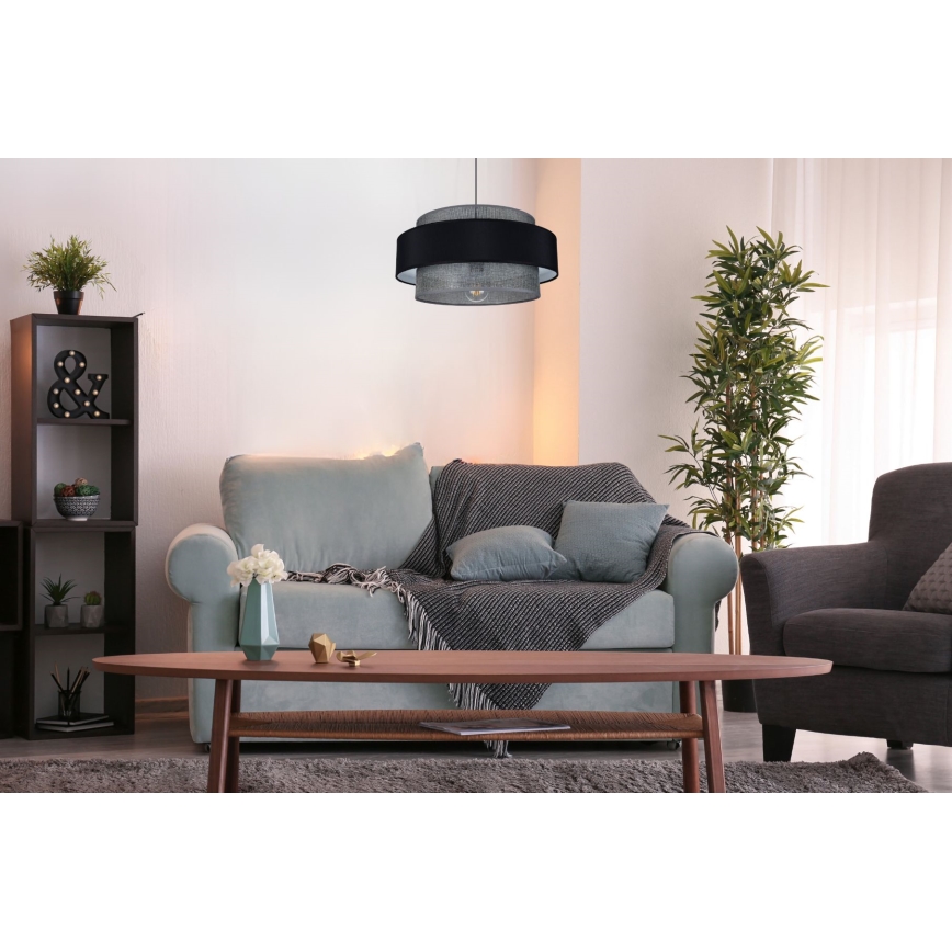 Luster na sajli CORSA 1xE27/60W/230V crno/sivo