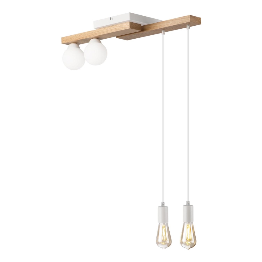 Luster na sajli CORTINA 2xE27/15W/230V + 2xG9/5W/230V bela/hrast