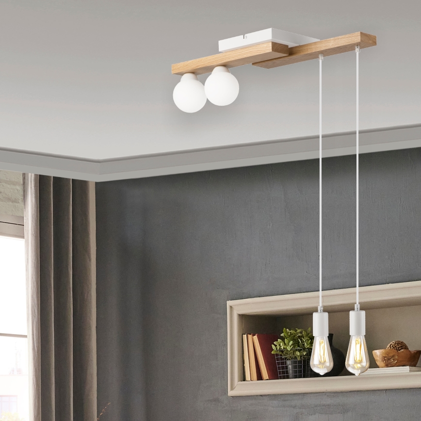 Luster na sajli CORTINA 2xE27/15W/230V + 2xG9/5W/230V bela/hrast