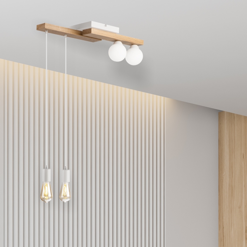Luster na sajli CORTINA 2xE27/15W/230V + 2xG9/5W/230V bela/hrast