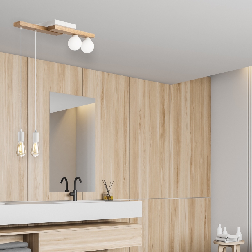 Luster na sajli CORTINA 2xE27/15W/230V + 2xG9/5W/230V bela/hrast