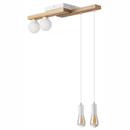Luster na sajli CORTINA 2xE27/15W/230V + 2xG9/5W/230V bela/hrast