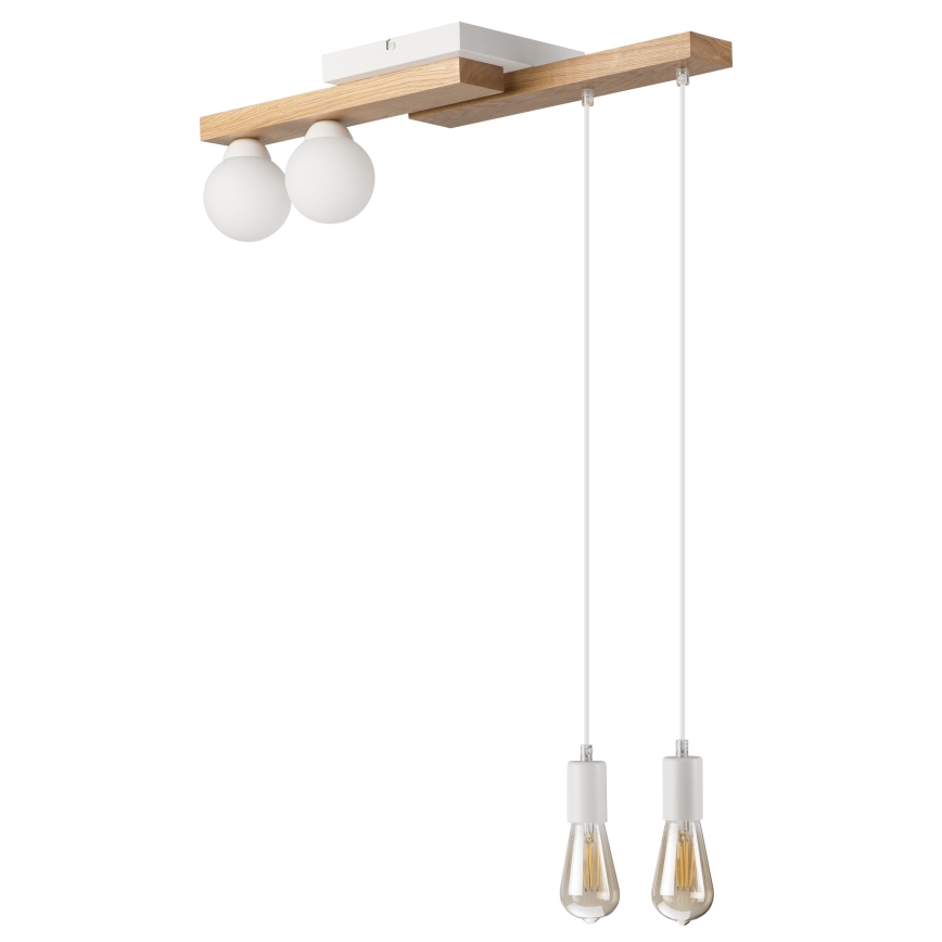 Luster na sajli CORTINA 2xE27/15W/230V + 2xG9/5W/230V bela/hrast