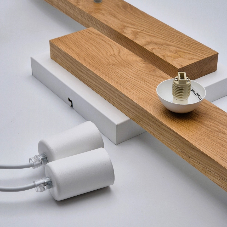 Luster na sajli CORTINA 2xE27/15W/230V + 2xG9/5W/230V bela/hrast