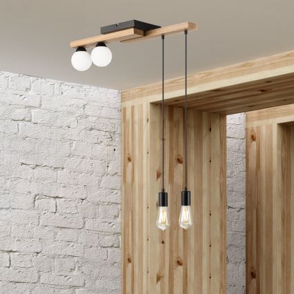 Luster na sajli CORTINA 2xE27/15W/230V + 2xG9/5W/230V crno/hrast