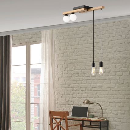 Luster na sajli CORTINA 2xE27/15W/230V + 2xG9/5W/230V crno/hrast
