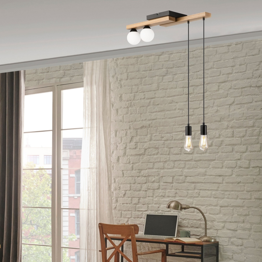 Luster na sajli CORTINA 2xE27/15W/230V + 2xG9/5W/230V crno/hrast