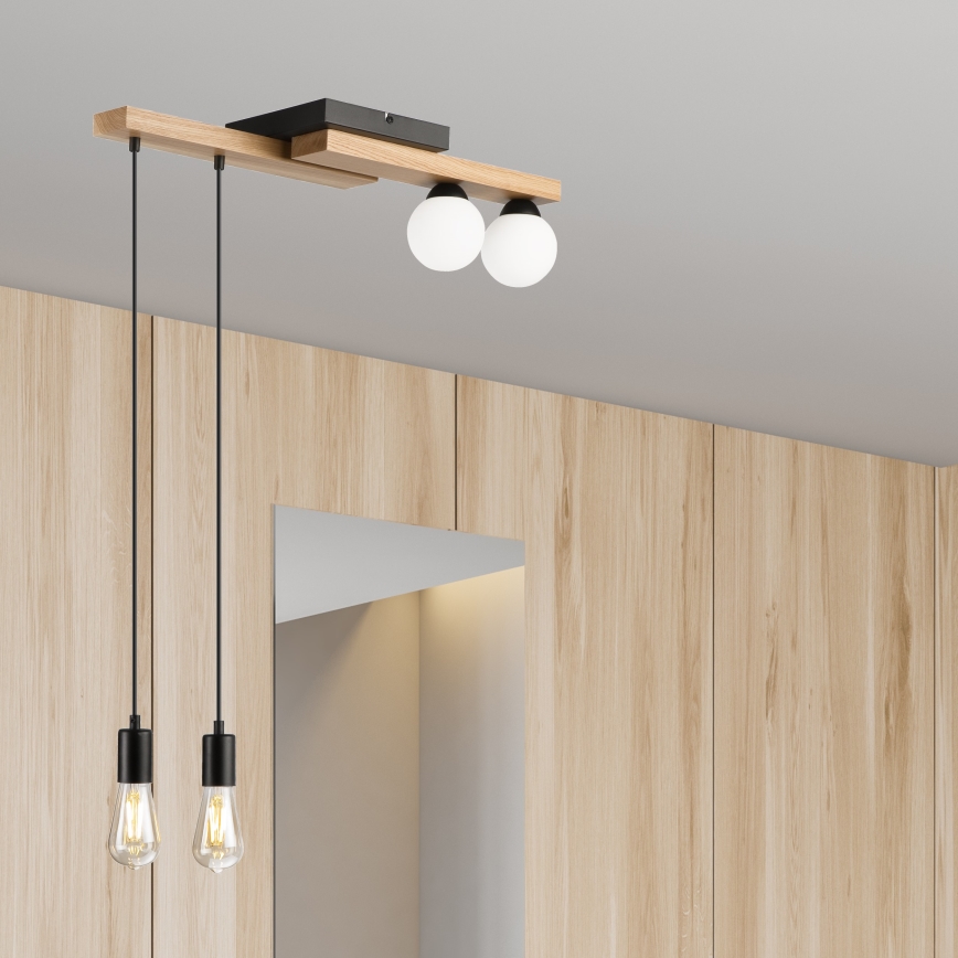 Luster na sajli CORTINA 2xE27/15W/230V + 2xG9/5W/230V crno/hrast