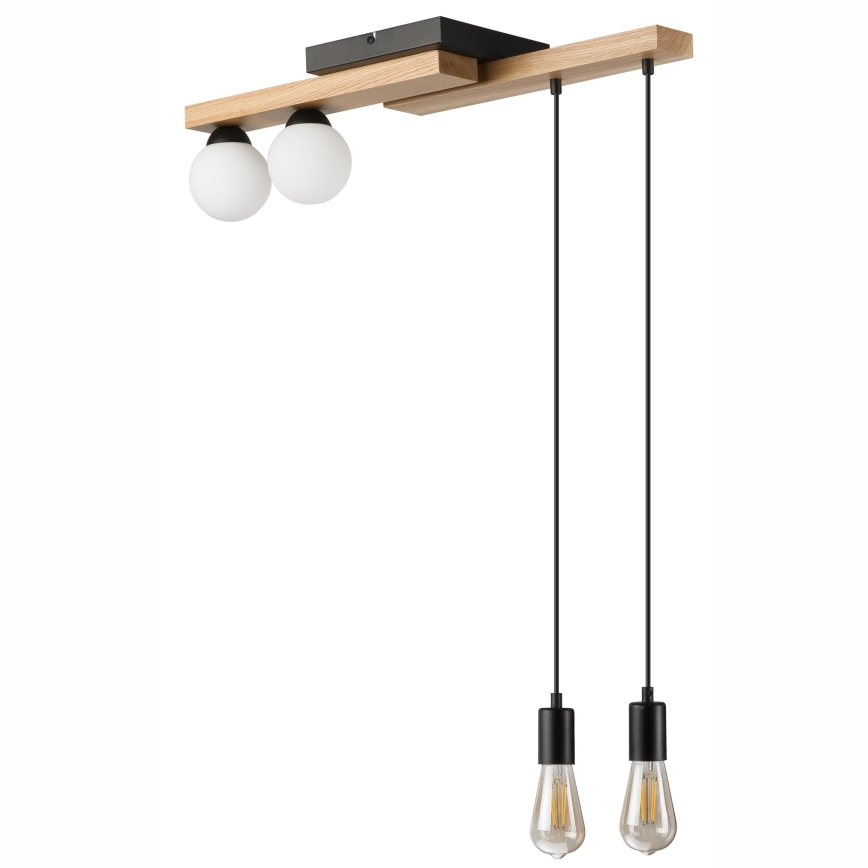 Luster na sajli CORTINA 2xE27/15W/230V + 2xG9/5W/230V crno/hrast