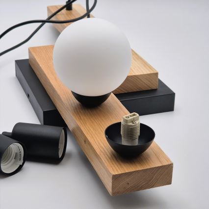 Luster na sajli CORTINA 2xE27/15W/230V + 2xG9/5W/230V crno/hrast