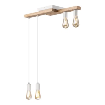 Luster na sajli CORTINA 4xE27/15W/230V bela/hrast