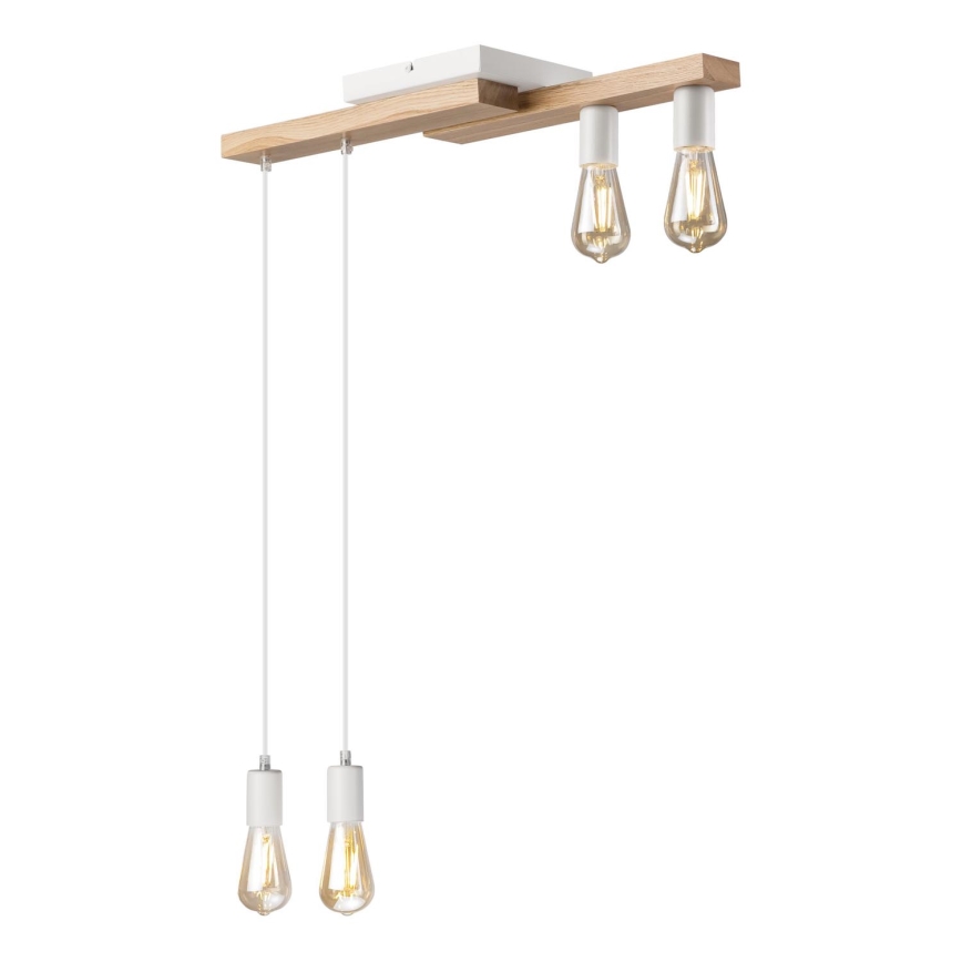 Luster na sajli CORTINA 4xE27/15W/230V bela/hrast