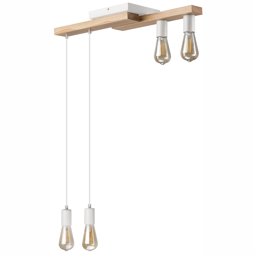 Luster na sajli CORTINA 4xE27/15W/230V bela/hrast