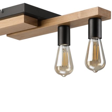 Luster na sajli CORTINA 4xE27/15W/230V crno/hrast