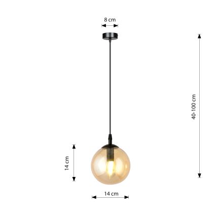 Luster na sajli COSMO 1xE14/10W/230V pr. 14 cm crno/bež