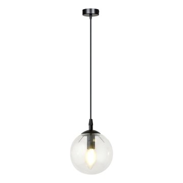 Luster na sajli COSMO 1xE14/10W/230V pr. 14 cm crno/prozirna