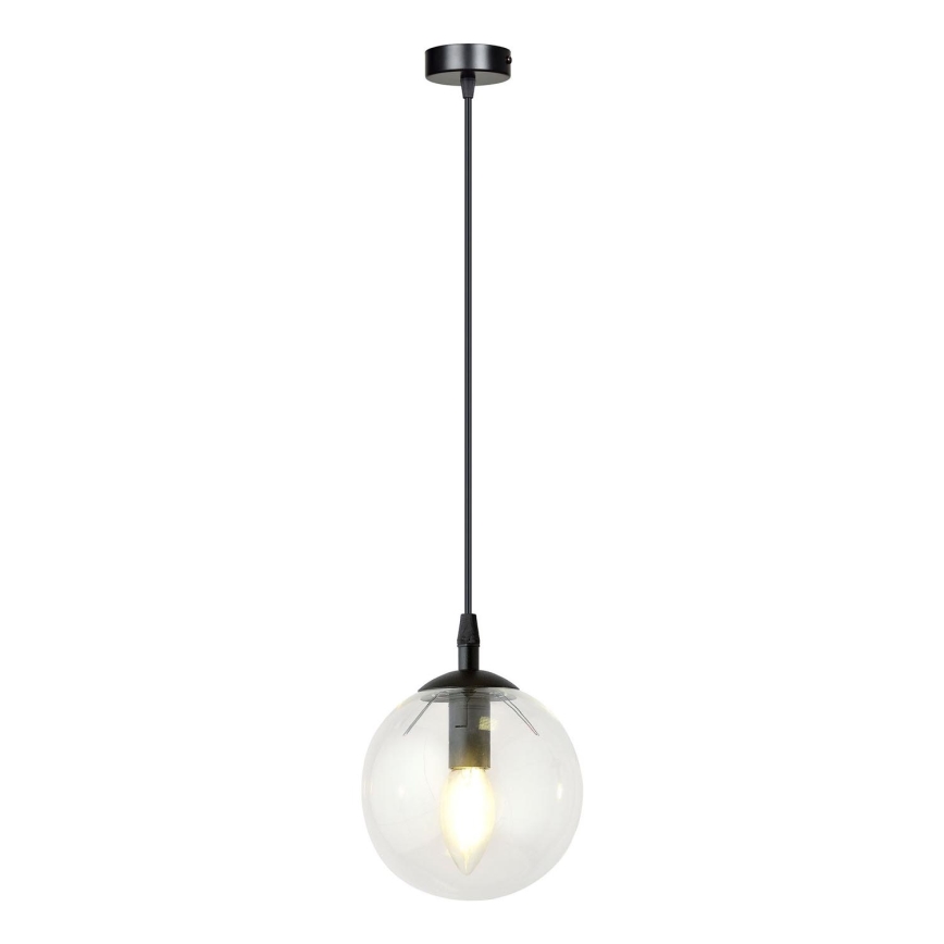 Luster na sajli COSMO 1xE14/10W/230V pr. 14 cm crno/prozirna